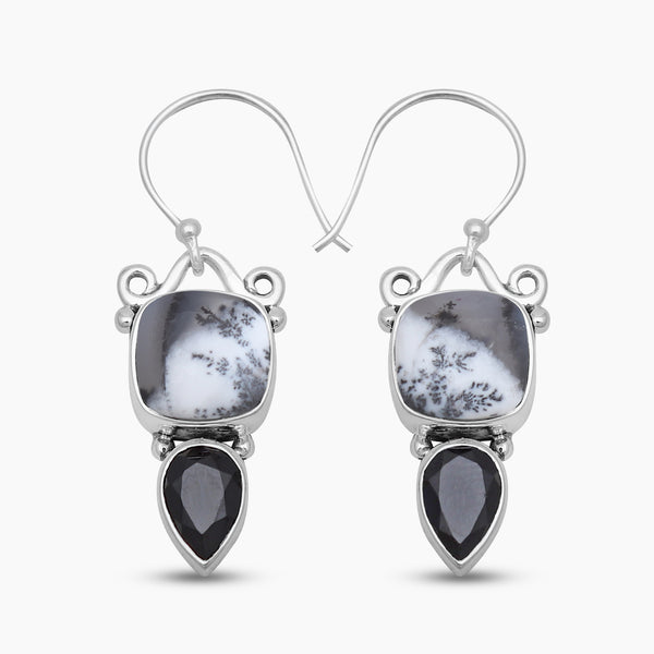 Dendritic Opal Silver Earrings