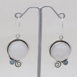 Checker Cut White Quartzite Silver Earrings