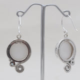 Checker Cut White Quartzite Silver Earrings