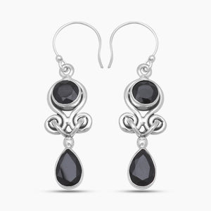 Black Onyx Silver Earrings
