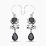 Black Onyx Silver Earrings
