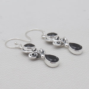Black Onyx Silver Earrings
