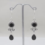 Black Onyx Silver Earrings