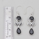 Black Onyx Silver Earrings