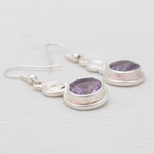 Purple Amethyst Silver Earrings