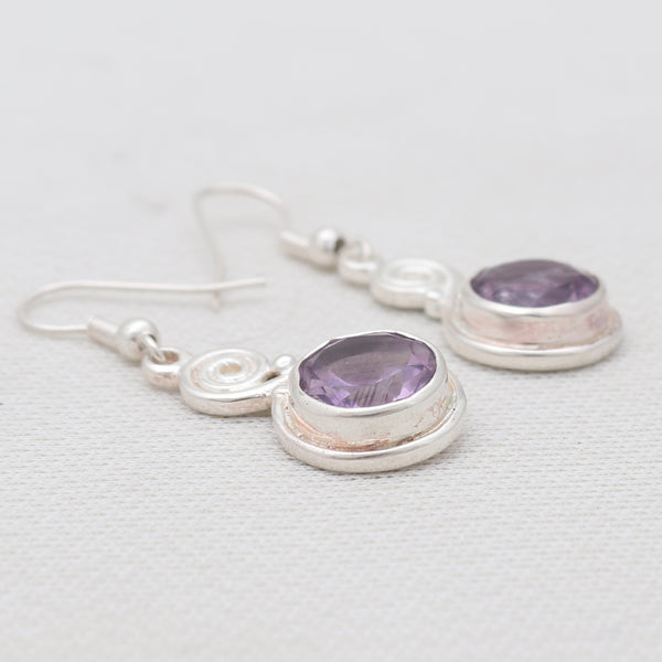 Purple Amethyst Silver Earrings