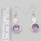 Purple Amethyst Silver Earrings