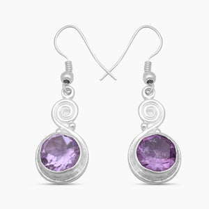 Purple Amethyst Silver Earrings