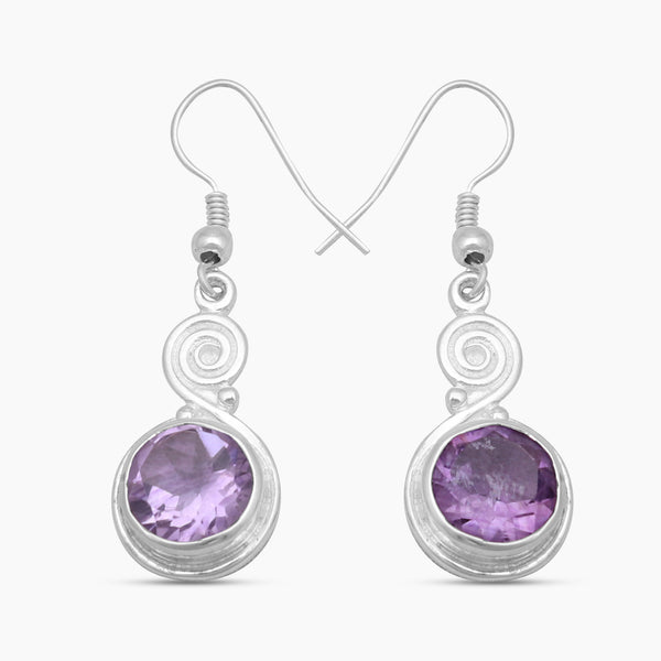 Purple Amethyst Silver Earrings