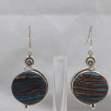 Rainbow Calsilica Silver Earrings