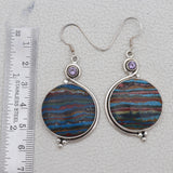 Rainbow Calsilica Silver Earrings