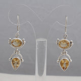 Natural Citrine Silver Earrings