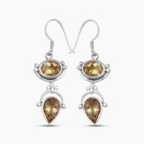 Natural Citrine Silver Earrings