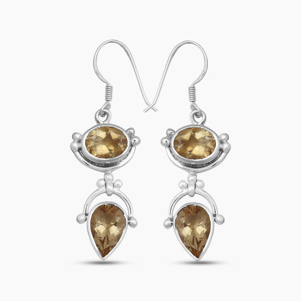 Natural Citrine Silver Earrings
