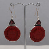 Cinnabar & Garnet Silver Earrings