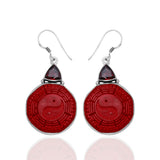 Cinnabar & Garnet Silver Earrings