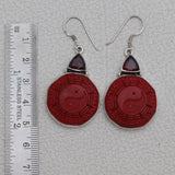 Cinnabar & Garnet Silver Earrings