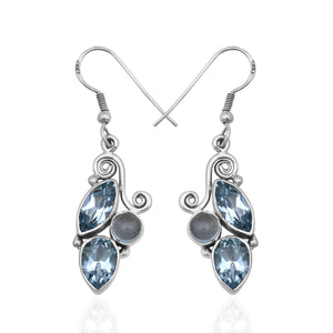 Natural Blue Topaz Silver Earring