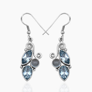 Natural Blue Topaz Silver Earrings