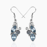 Natural Blue Topaz Silver Earrings