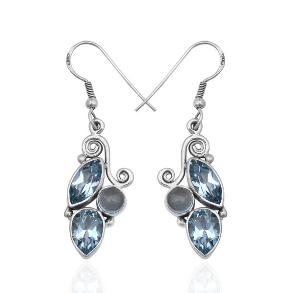 Natural Blue Topaz Silver Earring