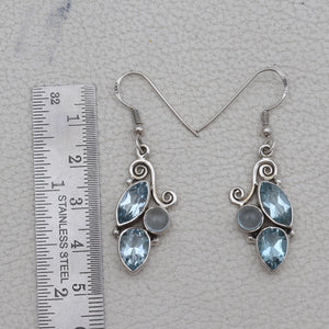 Natural Blue Topaz Silver Earring