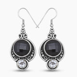 Natural Black Onyx Silver Earrings
