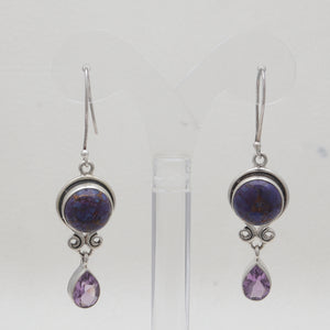 Purple Turquoise Silver Earrings