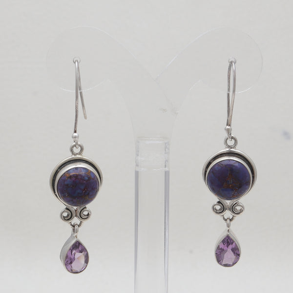 Purple Turquoise Silver Earrings