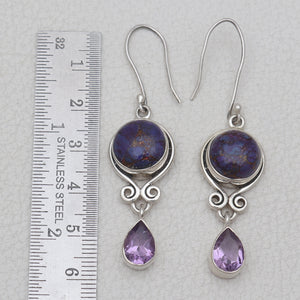 Purple Turquoise Silver Earrings