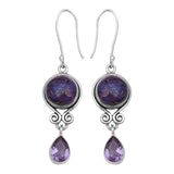 Natural Purple Turquoise Sterling Silver Earring