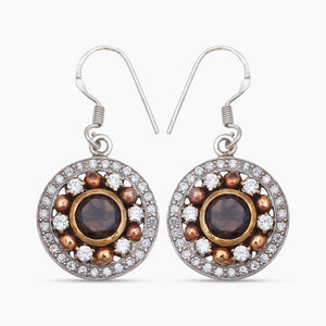 Natural Smoky Quartz Silver Earrings
