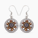Natural Smoky Quartz Silver Earrings