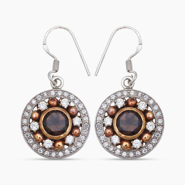 Natural Smoky Quartz Silver Earrings