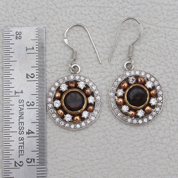 Natural Smoky Quartz Silver Earrings