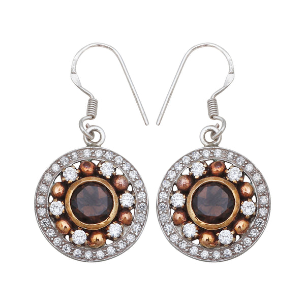 Natural Smoky Quartz Silver Earrings
