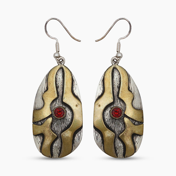 Natural Garnet Silver Earrings