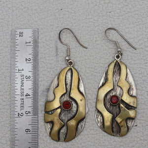 Natural Garnet Silver Earrings