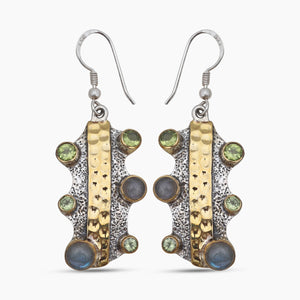 Natural Labradorite Silver Earrings