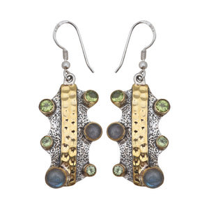 Natural Labradorite Silver Earrings
