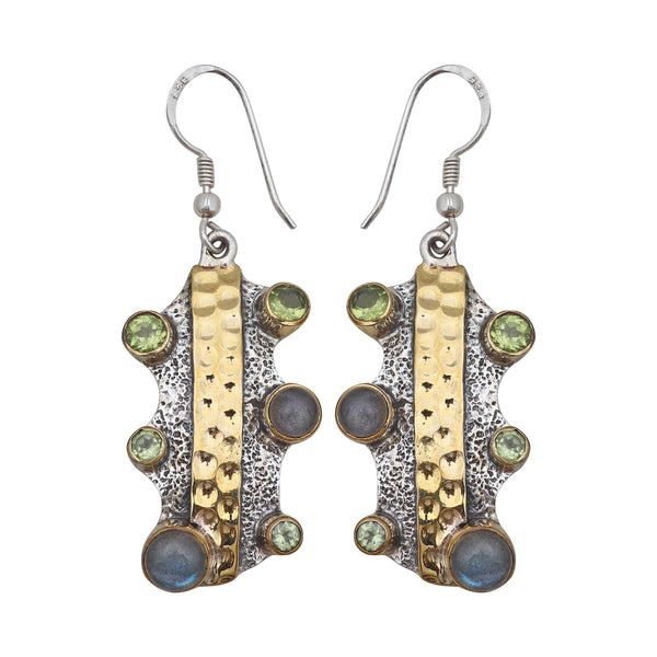 Natural Labradorite Silver Earrings
