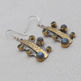 Natural Labradorite Silver Earrings