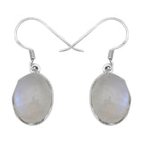 Natural Rainbow Moonstone Silver Earrings