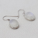 Natural Rainbow Moonstone Silver Earrings