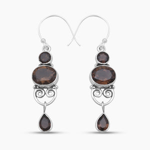 925 Sterling Silver Smoky Quartz Earrings