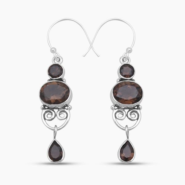 925 Sterling Silver Smoky Quartz Earrings
