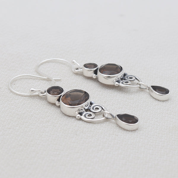 925 Sterling Silver Smoky Quartz Earrings