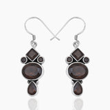 Natural Smoky Quartz Silver Earrings