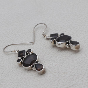 Natural Smoky Quartz Silver Earrings