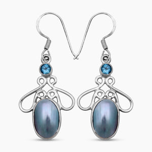 Mabe Pearl Silver Earrings